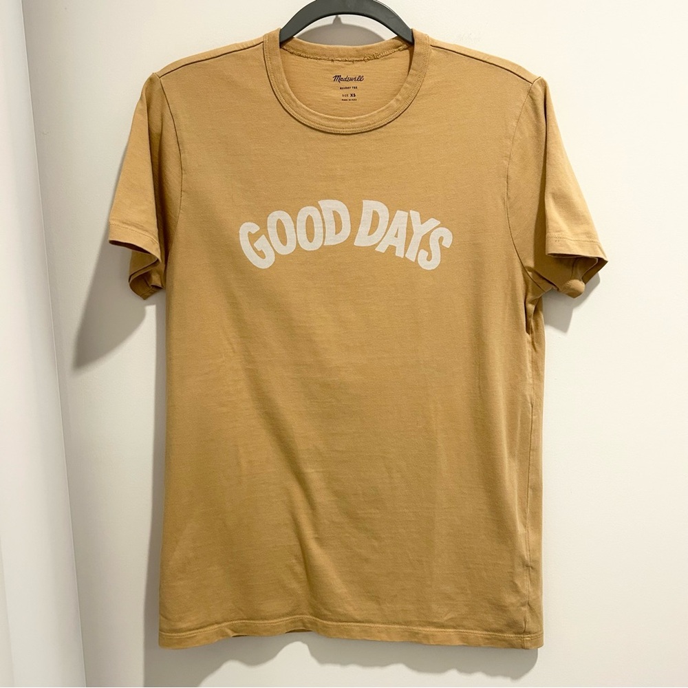 Madewell Allday Crewneck Good Days Tee Mustard Yellow Size XS